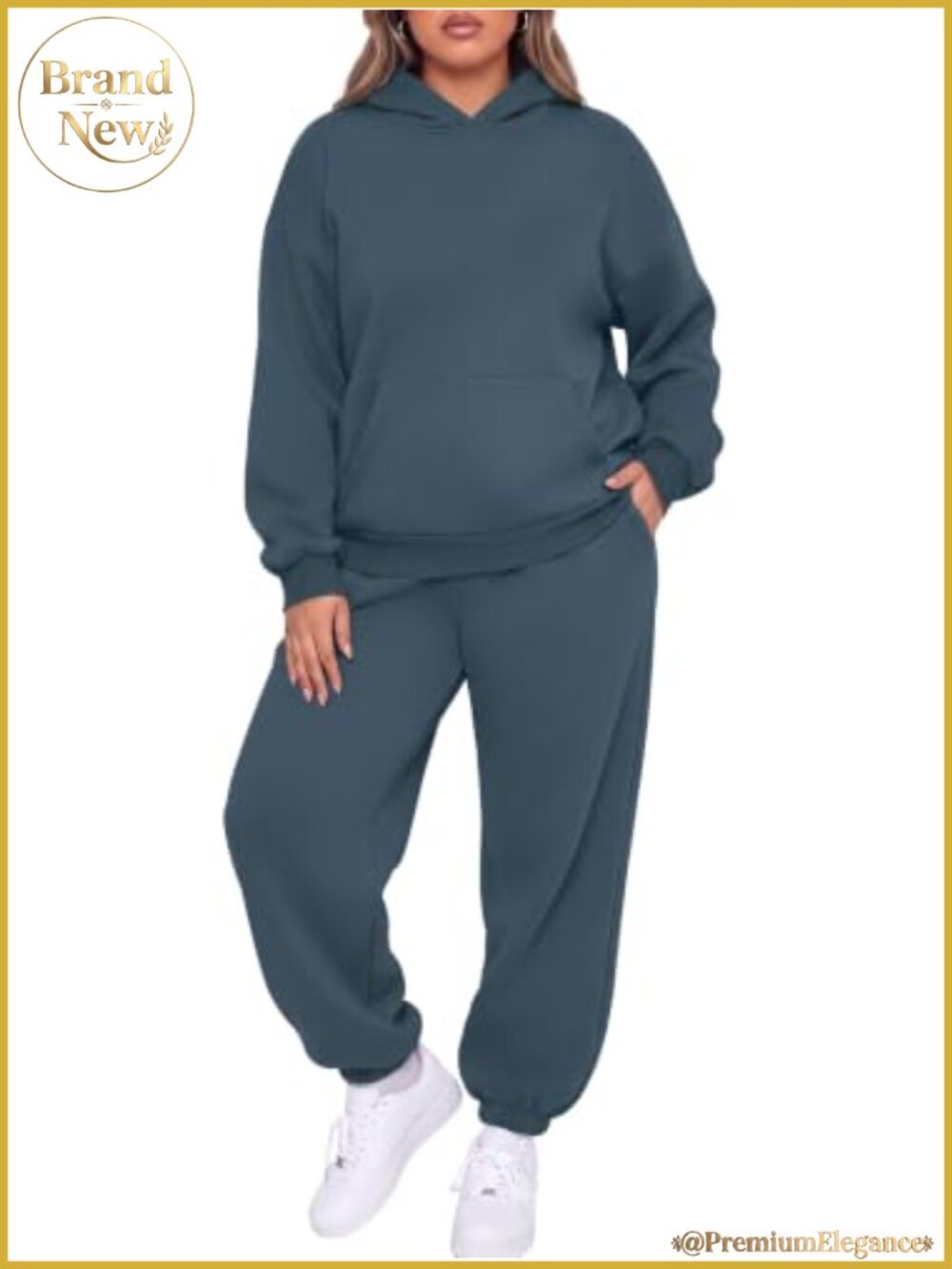 Plus Size 2 Piece Sweatsuit Hoodie Jogger Set Oversized Lounge Tracksuit